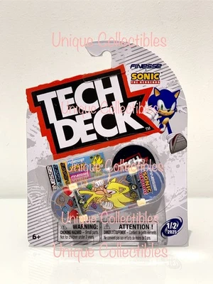 Tech Deck Finesse Sonic the Hedgehog Super Sonic 1/2 Fingerboard Skateboard NEW - Image 1 of 2