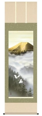 Hanging scroll Year-round Mount Fuji for good luck Kakejiku  54.5 x 190cm Japan　 - Image 1 of 4
