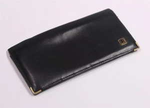 Dunhill Black w/ Gold Trim Long Bifold Wallet Men's Made in Italy - Picture 1 of 9