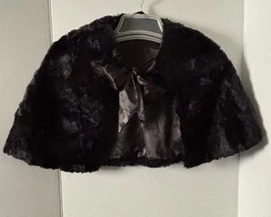 Toby NYC Girls Cape Faux Fur Black Size 4-14 Capelet Jacket Shawl With Lining - Picture 1 of 9