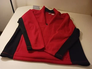 Athletic Works Men's Size XL 46/48 Fleece 1/4 Zip Jacket Red/Black - Picture 1 of 11