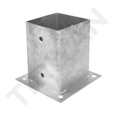 120mm Heavy Duty Square Bolt Down Fence Post Support Galvanised  Foot Base - Image 1 of 4