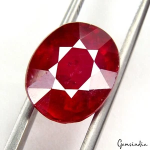 9.10 Ct Gorgeous Red Ruby Glass Filled Certified Loose Oval Cut Gemstone excl. - Picture 1 of 17