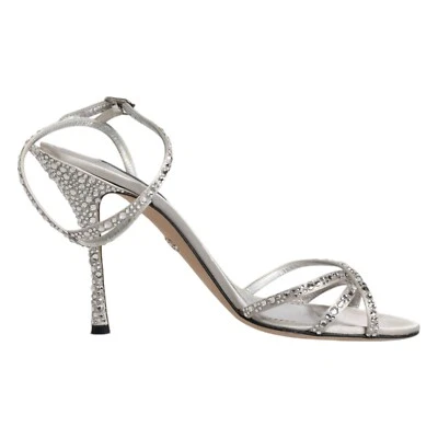 DOLCE & GABBANA Zapatos Plata Cristal Correa al Tobillo Sandalias EU38 / US7.5 1350usd Foto 1 de 4