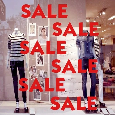AVELIUK x6 SALE Shop Window Glass Sign Vinyl Stickers Retail Store Display Decals 28 x 9