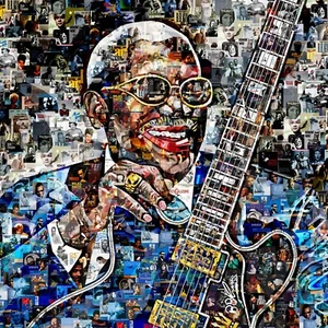 Kunst Collage Poster Druck BB KING aus Jazz Blues Musik Alben - Bild 1 von 8