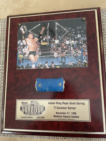 WWF 1996 Survivor Series Plaque Sid Title Win Piece of Ring Rope MSG Cover