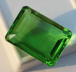 72.31 Ct Green Topaz Peridot Emerald Cut Faceted Loose Gemstone 4 Ring & Pendant - Picture 1 of 5