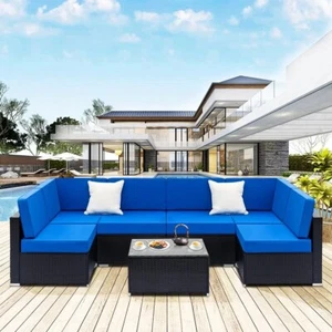 Brand New 7-Piece Rattan Sofa Sectional Outdoor Furniture Sets - Picture 1 of 8