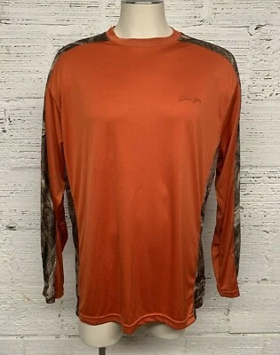 Bimini Bay 橙色和迷彩长袖男式衬衫 L 码 — 第 1/4 张图片