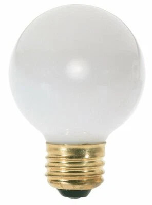 Satco S3841 120V Medium Base 25-Watt G16.5 Light Bulb, Gloss White - Image 1 of 4