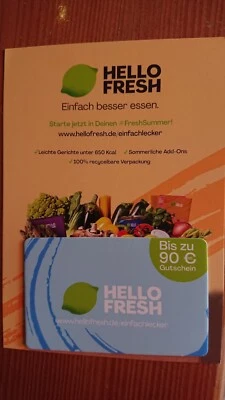 hello fresh Gutschein 90 Euro Einkaufsgutschein Lebensmittel online Mittagessen - Bild 1 von 2
