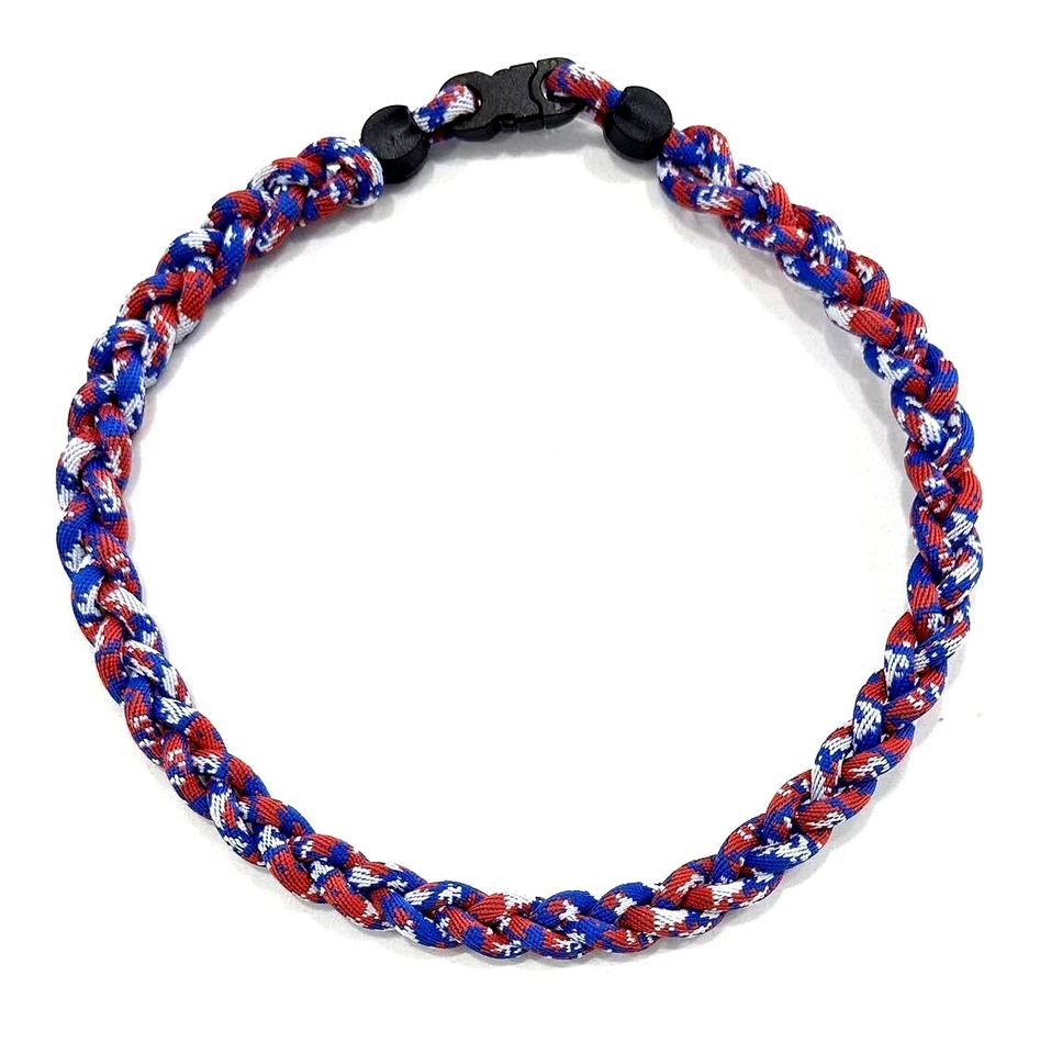 POWER ENERGY SPORTS 3 Rope Tornado Braided Boys Youth Baseball Necklace 18" 20" Red White Blue Camo