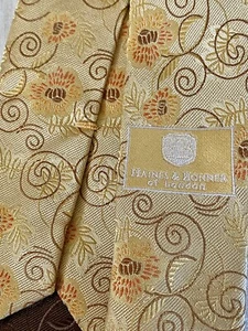 Corbata de cuello Haines & Bonner London hecha a mano 100 % texturizada oro naranja marrón naranja - Imagen 1 de 4