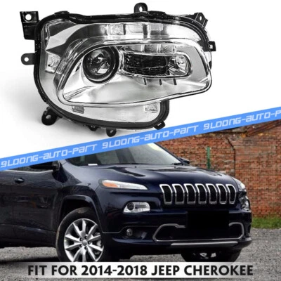 Chrome Halogen Headlight For 2014-2018 Jeep Cherokee Projector Lamp Passenger RH Foto 1 de 4
