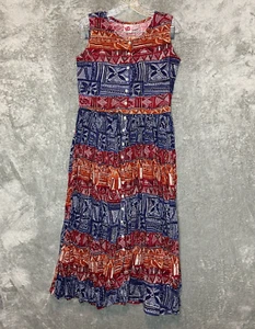 Vtg No Boundaries Women Colorful Rainbow Southwestern Tribal Maxi Shirt Dress M - Picture 1 of 12