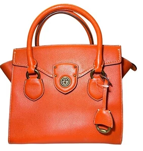 Ralph Lauren Burnt Orange Leder Umhängetasche Handtasche Top Griffe & Turn 439519 SCHÖN - Bild 1 von 15