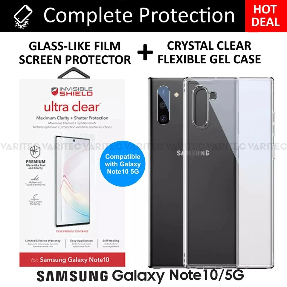 Caseit Clear Gel Case Cover + Zagg Film Screen Saver for Samsung Galaxy Note10 - Image 1 of 4