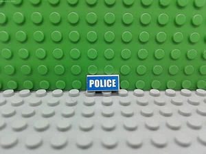 Lego 1 White 1x2 Tile printed Police New - Picture 1 of 1