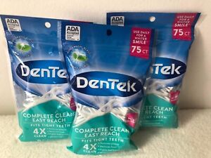Dentek Complete Clean Easy Reach Flossers Picks, No Break & No Shred, 75 Ct