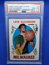 1996 Topps LEW ALCINDOR Members Only PSA 8 1969 REPRINT card KAREEM ABDUL-JABBAR