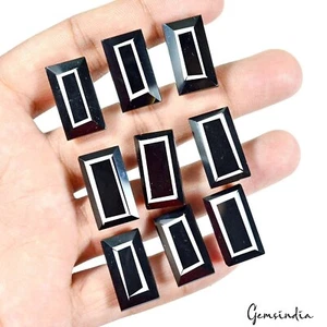 150 Ct/9 Pcs Natural Untreated Black Onyx Baguette Cut Calibrated 22mmX12mm Gems - Picture 1 of 7