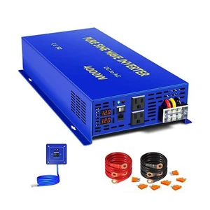 Pure Sine Wave Power Inverter 4000W 12V DC to AC 110V 120V with 15ft Remote C... - Picture 1 of 7