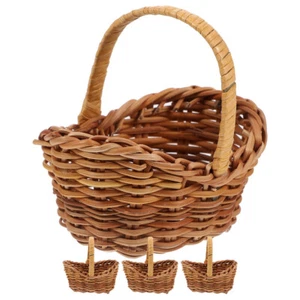 2 PCS Rattan Flower Basket Baby Picnic Miniature Tiny Woven Party Favor - Picture 1 of 12