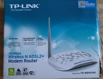 Router TP-Link Wireless N ADSL2+ Modem Router 150Mbps TD-W8951ND - Image 1 of 4