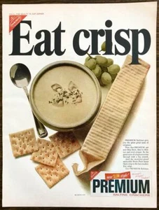1967 Nabisco Premium Saltine Crackers Print Ad Eat Crisp New Slim Style - Picture 1 of 1