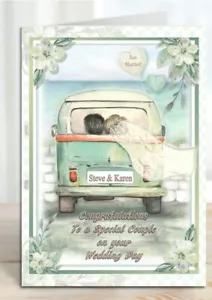 Tarjeta de día de boda personalizada diseño de coche - Imagen 1 de 2