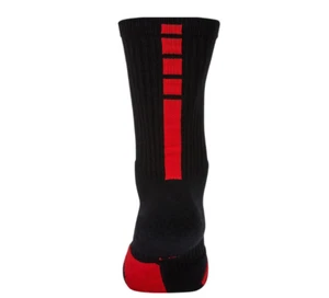 NEW Nike Elite Basketball Dri-Fit Black/Red Crew Socks Large 8-12 - Picture 1 of 5