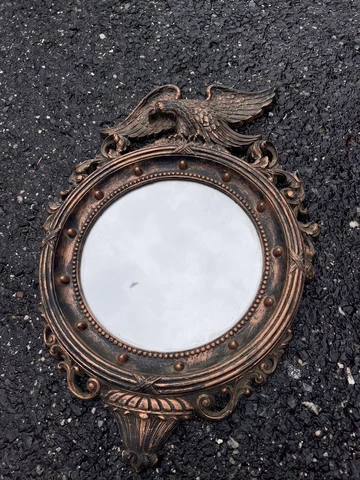 VTG Old 1950s Coppercraft Guild MCM Eagle Round Porthole Mirror Plastic Wall Dec Cover