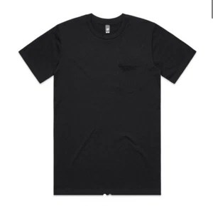 AS Colour Men’s 5027 6.5oz 100% Combed Cotton Classic Pocket Tee Blank Black XL - Picture 1 of 4
