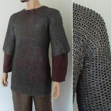 LARGE Chainmail Shirt Flat Riveted +Flat Washer Chain Mail Haubergeon ARMOR LARP