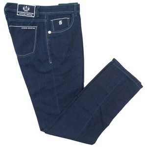 888€ NWT SCISSOR SCRIPTOR SELVEDGE Jeans US:35 EU:51 AUGUSTO Blue Denim Pants - Picture 1 of 9