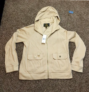 Damen Vintage Ralph Lauren Black Label Full Zip Hoodie Langarm Beige Jacke L - Bild 1 von 10