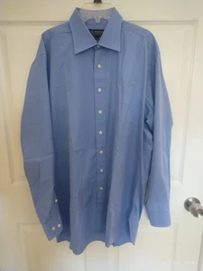 J.P. Tilford Solid Blue Harry Rosen Cotton Mens Button Down Dress Shirt 16.5 35 - Picture 1 of 3