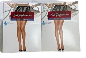 NIP Lot 2 Hanes Silk Reflection Sheer Toe 715 reinforced Toe 716 AB Little Color - Picture 1 of 4