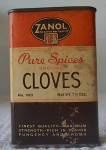 Vintage anni '60 2,5 oz ZANOL SPEZIE PURE CHIODI DI GAROFANO LATTA/CARTONE CINCINNATI, OHIO - Foto 1 di 6