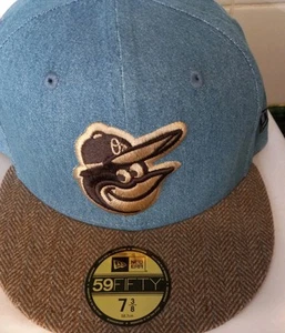 Baltimore Orioles MLB 59fifty New Era Denim Fitted Hat Sz 7 3/8 wool type BILL - Picture 1 of 7