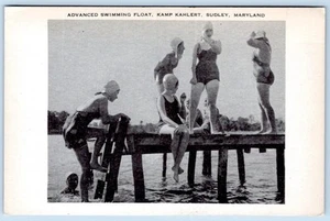 1940-50's ADVANCED SWIMMING FLOAT KAMP KAHLERT SUDLEY MARYLAND MD POSTCARD - Picture 1 of 2