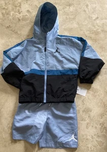 Nike Jordan Kids Hooded Jacket Windbreaker short set ,blue grey Size S MSRP 120. - Picture 1 of 8