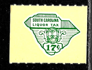 HICK GIRL-MINT STATE OF SOUTH COROLINA 17 CENTS LIQUOR TAX STAMP X4479 - Picture 1 of 2