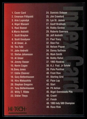 1994 Hi-Tech Indianapolis 500 #51 Index Card - Image 1 of 2
