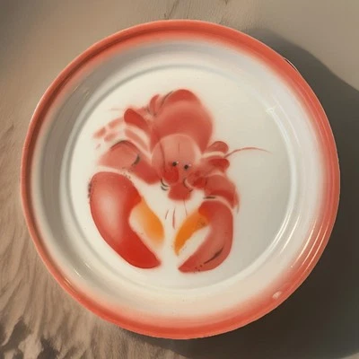 Platos de hervir mariscos langosta esmalte sobre metal vintage grandes con borde profundo ¡RARO! Foto 1 de 4