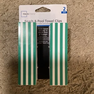 Clips de toallas Mainstays para sillón de playa a rayas verdes - Imagen 1 de 1