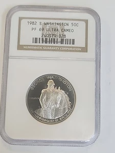 NGC 1982 S WASHINGTON 50 C PF 69 ULTRA CAMEO - Picture 1 of 4