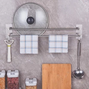 Stainless Steel Wall Mount Bathroom Towel Rail Bottle Holder Storage Rack Shelf - Picture 1 of 8
