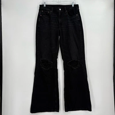 American eagle low rise flare baggy black jeans 6 long - Image 1 of 4